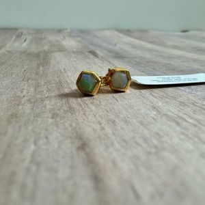 NWT Kendra Scott Davie 18k Gold Vermeil Stud Earrings in White Opal